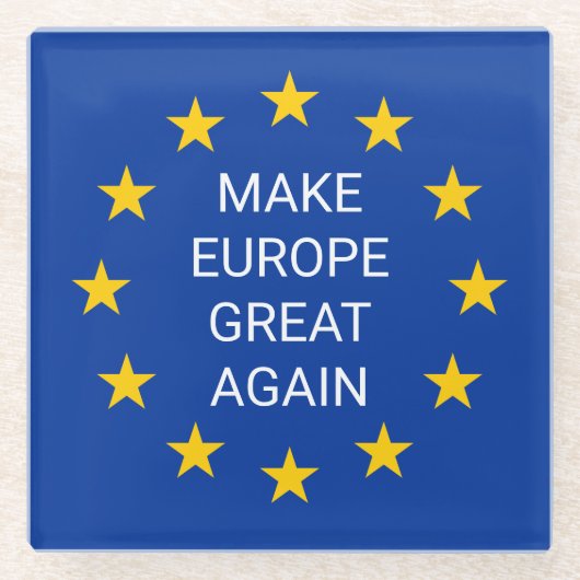 ヨーロッパを再素晴らし度EU国旗の正方形コースターにする ガラスコースター (正面)