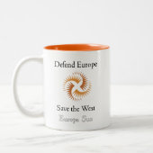 ヨーロッパを守って下さい-西のマグを救って下さい ツートーンマグカップ (左)