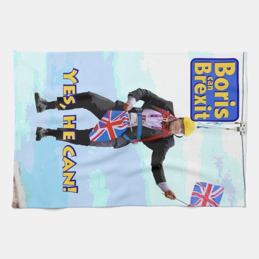 ヨーロッパイメージからのおもしろい写実的なボリスジョンソンBrexit キッチンタオル (横)