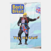 ヨーロッパイメージからのおもしろい写実的なボリスジョンソンBrexit キッチンタオル (縦)