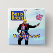 ヨーロッパイメージからのおもしろい写実的なボリスジョンソンBrexit 缶バッジ (正面)