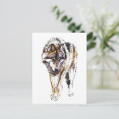 ヨーロッパオオカミ ポストカード (スタンド正面)