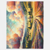 ヨーロッパカラフル抽象芸術印象派の風景 フリースブランケット (正面)