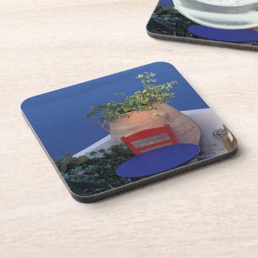 ヨーロッパギリシャサントリーニテラスと海景 コースター (左側)