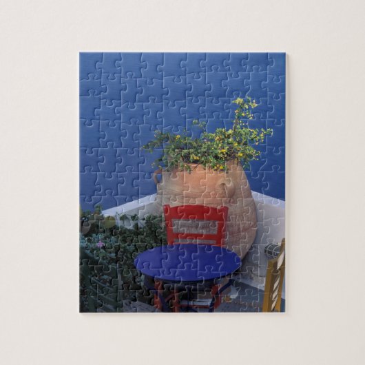 ヨーロッパギリシャサントリーニテラスと海景 ジグソーパズル (縦)