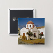 ヨーロッパギリシャミコノス魚釣り網が乾く 缶バッジ (正面&裏面)