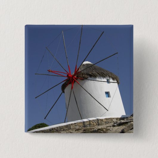 ヨーロッパギリシャミコノス3 缶バッジ (正面)