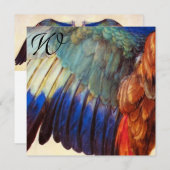 ヨーロッパコマドリの翼の羽根 モノグラム 招待状 (正面/裏面)