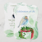 ヨーロッパコマドリの追悼式招待状 招待状 (正面/裏面)