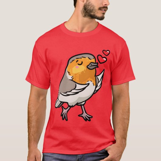 ヨーロッパコマドリ かわいい顔の男の子 Tシャツ (正面)