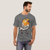 ヨーロッパコマドリ 鳥 かわいい絵文字 レトロ Tシャツ (正面フル)