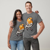 ヨーロッパコマドリ 鳥 かわいい絵文字 レトロ Tシャツ (ユニセックス)