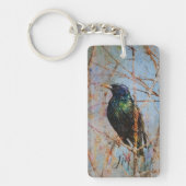 ヨーロッパスターリング絵を描バードカスタムイニシャル キーホルダー (正面)