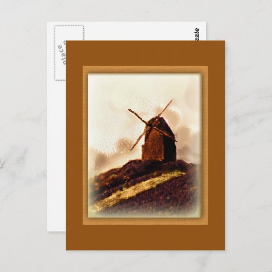 ヨーロッパセピア風車 ポストカード (正面/裏面)