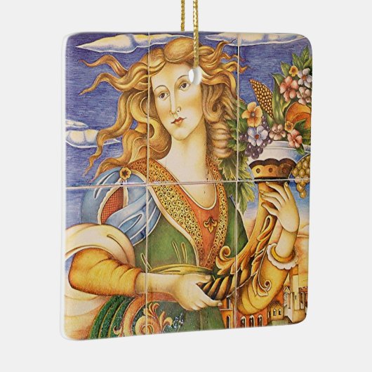 ヨーロッパテスペインのィルウーマンコルヌコピアモザイク セラミックオーナメント (右)