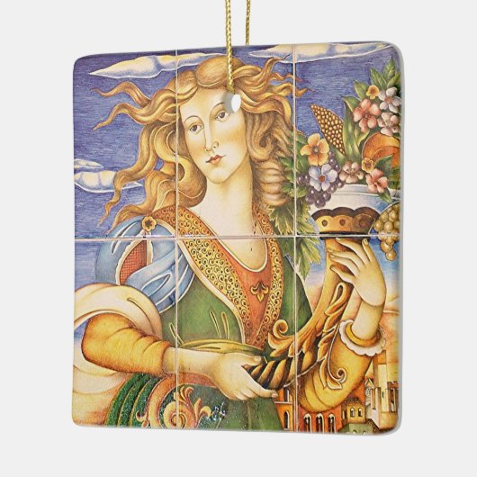 ヨーロッパテスペインのィルウーマンコルヌコピアモザイク セラミックオーナメント (左)