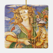 ヨーロッパテスペインのィルウーマンコルヌコピアモザイク セラミックオーナメント (裏面)