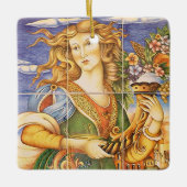 ヨーロッパテスペインのィルウーマンコルヌコピアモザイク セラミックオーナメント (正面)