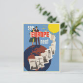 ヨーロッパバケーションヴィンテージ旅行ポスター ポストカード (スタンド正面)