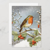 ヨーロッパバードホリースノークリスマスホリデー シーズンカード (正面/裏面)