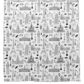 ヨーロッパパターンの休暇 シャワーカーテン (正面)