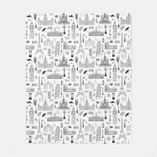 ヨーロッパパターンの休暇 フリースブランケット (正面)