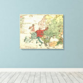 ヨーロッパマップカントリーズワールドアンティーク キャンバスプリント (インサイチュ (ウッドフロア))