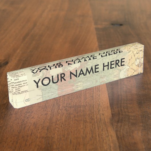 ヨーロッパマップカントリーズワールドアンティーク デスクネームプレート (側面)