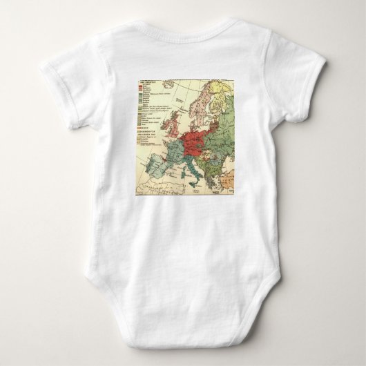 ヨーロッパマップカントリーズワールドアンティーク ベビーボディスーツ (裏面)
