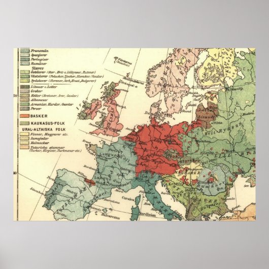 ヨーロッパマップカントリーズワールドアンティーク ポスター (正面)