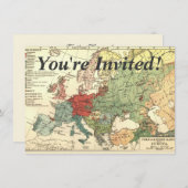 ヨーロッパマップカントリーズワールドアンティーク 招待状 (正面/裏面)
