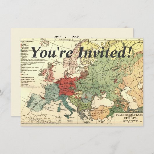 ヨーロッパマップカントリーズワールドアンティーク 招待状 (正面/裏面)