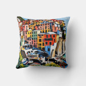 ヨーロッパマナローラCinque Terreイタリア地中海の クッション (裏面)