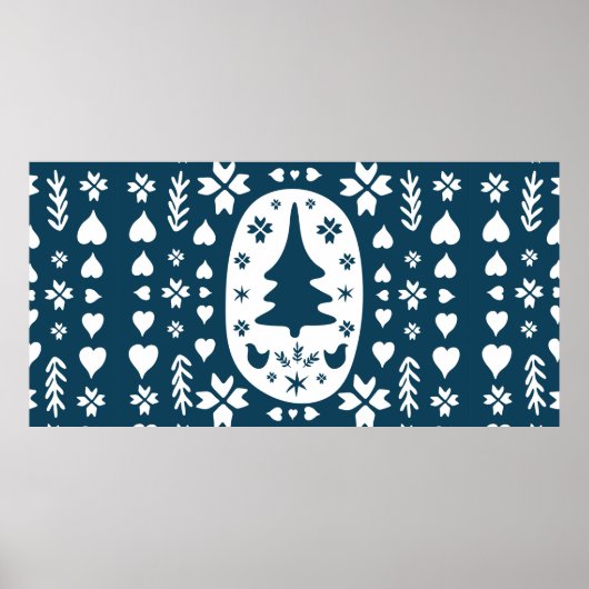 ヨーロッパメリークリスマスフォークドードルアートとファートレア ポスター (正面)