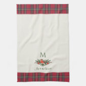 ヨーロッパロビンバードカスタムクリスマスモノグラム キッチンタオル (縦)