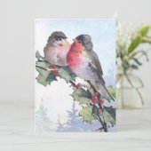 ヨーロッパロビンバードホリークリスマスヴィンテージ シーズンカード (スタンド正面)