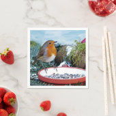 ヨーロッパロビンフィーダー写真 スタンダードカクテルナプキン (インサイチュ)