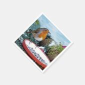 ヨーロッパロビンフィーダー写真 スタンダードカクテルナプキン (角)