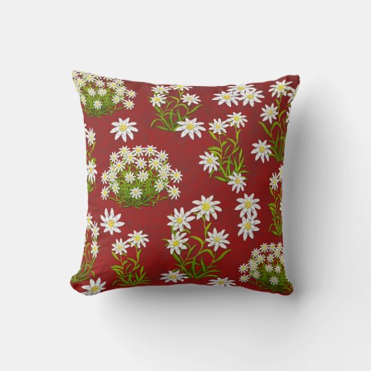 ヨーロッパ人のEdelweissの高山の花の枕 クッション (正面)