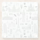 ヨーロッパ休暇パターン ガラスコースター (裏面)