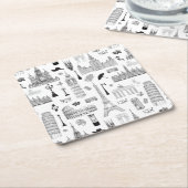 ヨーロッパ休暇パターン スクエアペーパーコースター (アングル)