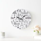 ヨーロッパ休暇パターン ラージ壁時計 (ホーム)