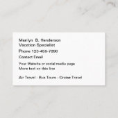 ヨーロッパ休暇旅行専門家 名刺 (裏面)