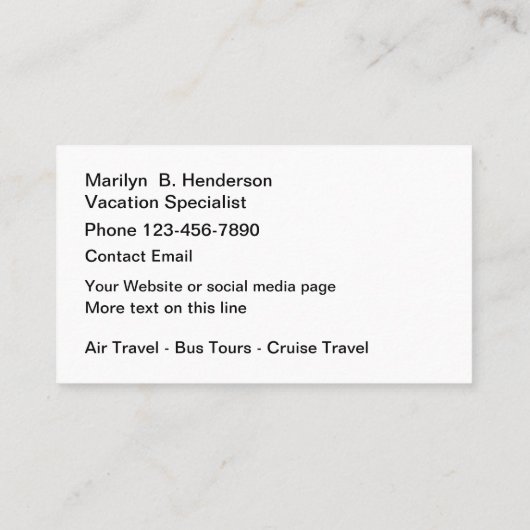 ヨーロッパ休暇旅行専門家 名刺 (裏面)