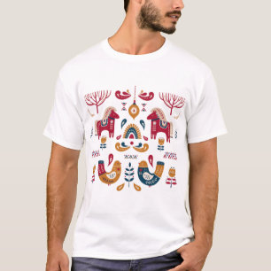 ヨーロッパ伝統的フォークアートデザイン Tシャツ