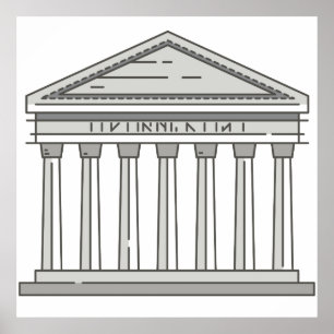 ヨーロッパ古代ローマのパンテオン寺院WorldLandmark ポスター