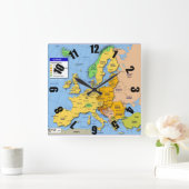 ヨーロッパ地図の時計 スクエア壁時計 (ホーム)