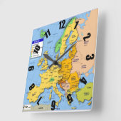 ヨーロッパ地図の時計 スクエア壁時計 (傾斜)