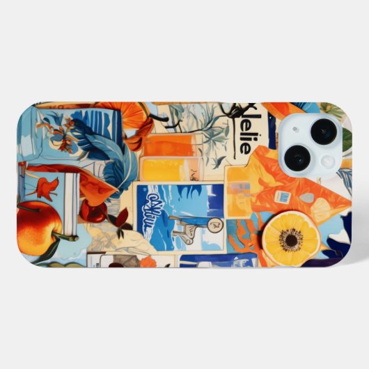 ヨーロッパ夏のビーチ名門私立校風のコラージスクラップブック Case-Mate iPhoneケース (裏面 (横))