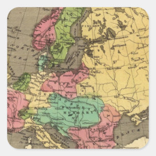 ヨーロッパ手の着色された地図書の地図 スクエアシール